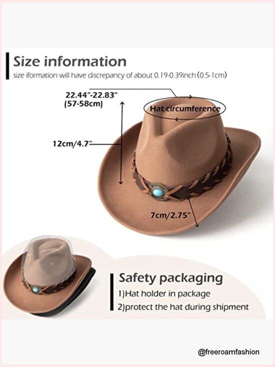 Felt Wide Brim Cowboy Hat with Belt Buckle main image 4